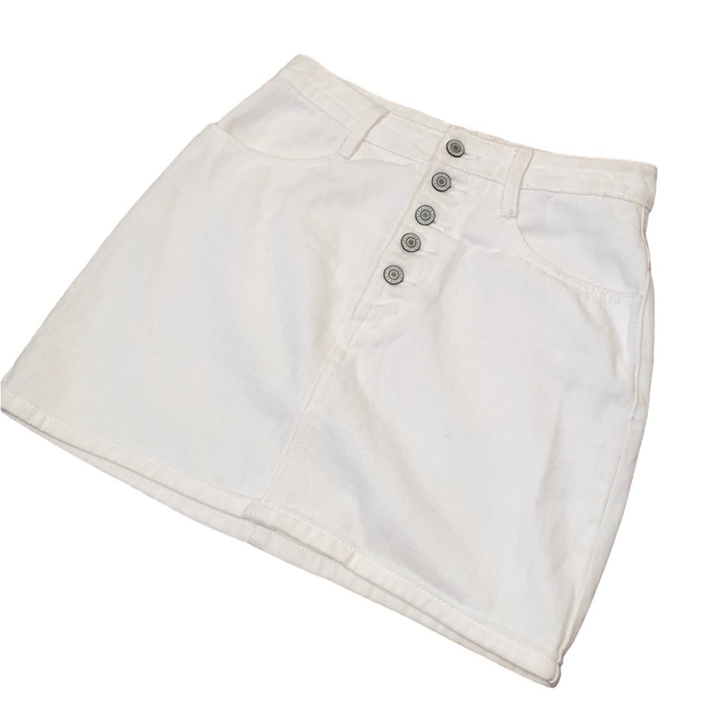 Off White Jean Skirt J Galt Button Down Detailing Women Size Medium Casual Style